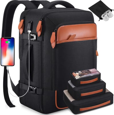 MIVRAY Reistassen - Weekend Backpack - Met Diefstalbestendige Achterzak En Meerdere Opbergvakken - Polyestervezel - Zwart