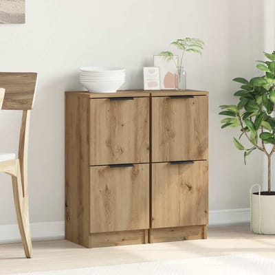 vidaXL - Dressoirs - 2 - st - 30x30x70 - cm - bewerkt - hout - artisanaal - eikenkleur