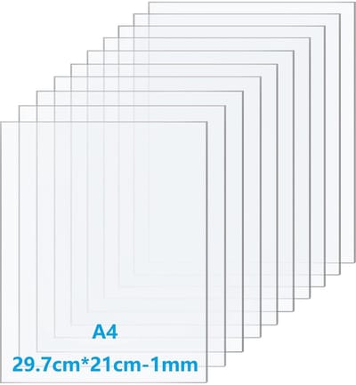 10 stuks acrylplaten A4 1 mm - transparante kunststof platen 29,7 x 21 cm voor display en fotolijst