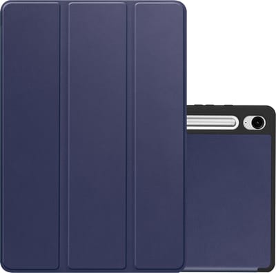 Hoes - Geschikt voor Samsung Galaxy Tab S9 FE - Dun & Stevig - Trifold Bookcase - Hard Cover Case - Met Uitsparing Geschikt voor S Pen - Hardcover Book - Tablet Hoesje - Donkerblauw