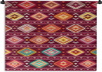 Wandkleed - Wanddoek - Patroon - Native American - Amerika - 60x45 cm - Wandtapijt