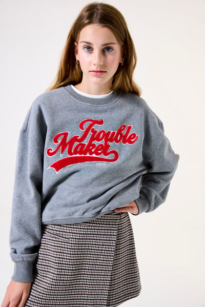 GARCIA Meisjes Tekst Print Sweater Grijs Lange mouw