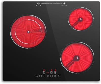 Keramische Kookplaat - Elektrische Kookplaat - Snel Koken - 3 Kookzones - 5200 Watt - Zwart