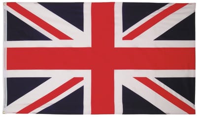 Vlag UK (Groot-Brittannië) - Polyester - 90 x 150 Centimeter - Verstevigingsband - Metalen Ringen
