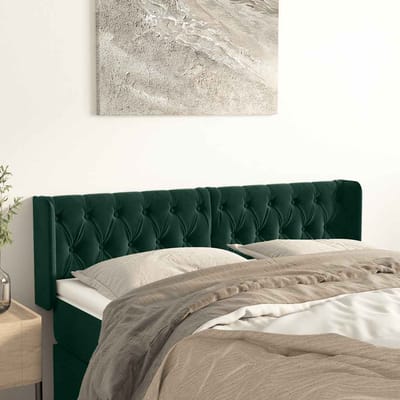 vidaXL - Hoofdbord - met - randen - 163x16x78/88 - cm - fluweel - donkergroen