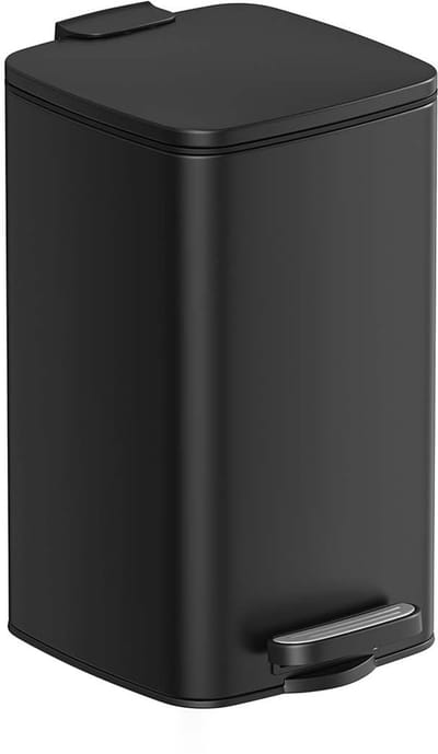 Badkamer pedaalemmer 8L, stille en soepele slow-close deksel, met uitneembare binnenemmer en luchtdichte deksel tegen lekken en geuren, stevig metalen frame, modern minimalistisch design, compact ontwerp voor kleine ruimtes, 24x19,3x33,5 cm, zwart