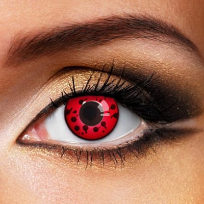 Partylens® rode kleurlenzen - Sharingan Drops - zachte jaarlenzen met lenshouder - Halloween - Cosplay