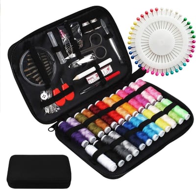 SNJY® Naaidoos Opbergbox - Naaibox - Naaikoffer - Set met 24 Items - Zwart