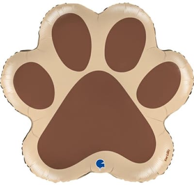 Folie ballon in de vorm van een honden poot bruin - hond - huisdier - honden poot - folie - ballon - decoratie