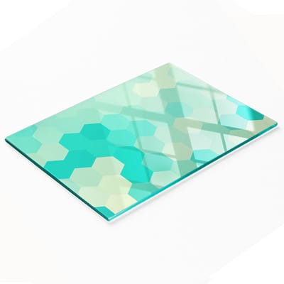 Stijlvol en duurzaam glazen bord met print van geometrische vormen, 80x52 cm