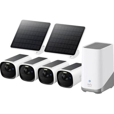EufyCam E40 4-Cam Kit E8144326 IP, Radiografisch-Bewakingscameraset Radiografisch, Draadloos, LAN, WiFi