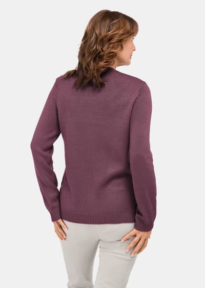 Onderhoudsarme pullover met hoogwaardige ribstructuur - paars - Gr. 48 van Goldner Fashion