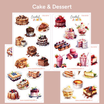 Bullet Journal Stickers - Planner Agenda Stickers - Cake en dessert stickers - 4 stickervellen - Scrapbook stickers - Deco stickers - eten stickers - volwassenen en kinderen