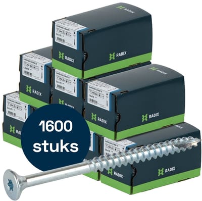 Radix Torx 20 Spaanplaatschroef - Platkop + Snijpunt - 5,0 x 70mm/42 - Verzinkt - Deeldraad (1600 stuks) VOLLE DOOS!