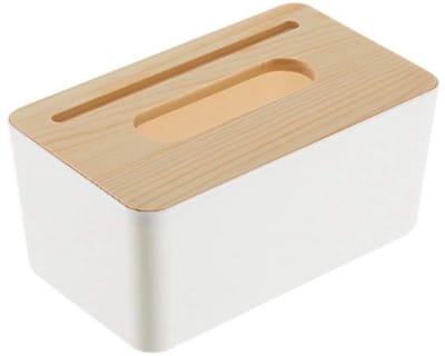 Dailygoods- Zakdoekdispenser Houten Deksel - Uitneembare Zakdoekjesdoos - Vierkant/Rond/Rechthoekig - Duurzaam - Modern Design - Afmetingen 11x11x8,5 cm / 13x21x10 cm