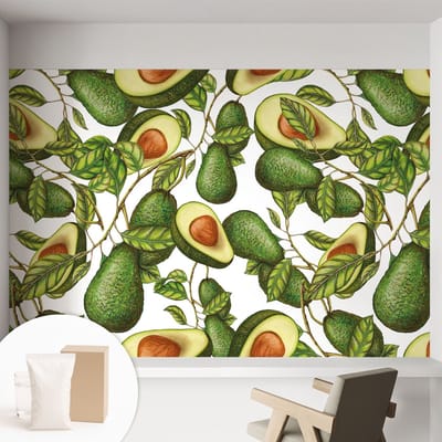 Coloray Behang - Avocado-patroon Wandbekleding - 152x104 cm - Groente Behang - Voor liefhebbers van een gezonde levensstijl en de natuur - Behang Naar de keuken, naar de woonkamer - Vliesbehang Voedsel