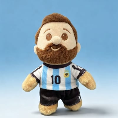 15cm Messi Argentinië Pop Pluche Figuur Ster Herdenkings Merchandise Cartoon Hanger Fan Verzamelaar Accessoires beige