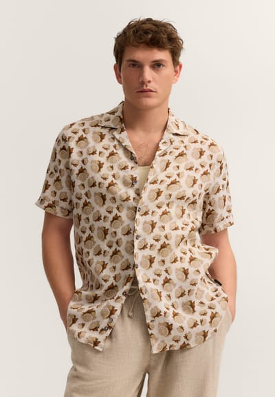 Bugatti Herren Overhemd met korte mouwen, modern fit, met print