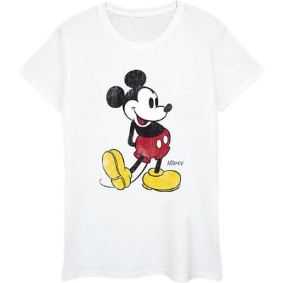 Disney Dames/Dames Mickey Mouse Klassiek Kick Katoenen T-Shirt (Wit)