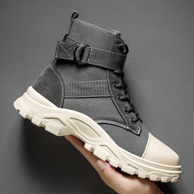 Nieuwe Martin Boots Heren Herfst Retro Casual High-Top Herenlaarzen Koreaanse Versie Trend Alles-Match Werklaarzen Herenschoenen 44 grijs