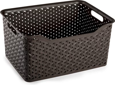 Plasticforte opbergmand/kastmandje - 18 liter - donkerbruin - kunststof - 29 x 39 x 19 cm