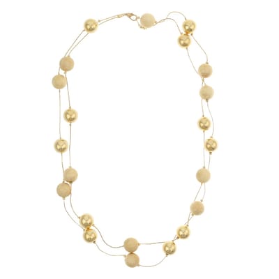 Behave – Lange ketting – Goudkleurig – Glanzende en matte kralen – 130 cm