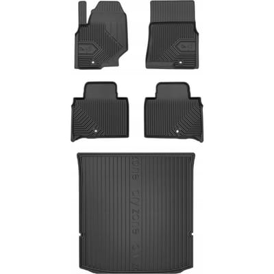 Frogum Voordeelset - Premium Automatenset No.77 + Dry Zone Kofferbakmat - Geschikt voor SsangYong Rexton IV (vanaf 2017) - 5-persoons - TPE Rubber - Zwart