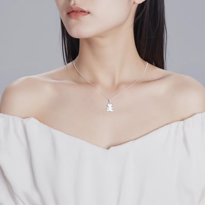 Swarovski Teddybeer Kristallen Ketting Damesketting Zilver 5410280 Box (Random Color) white