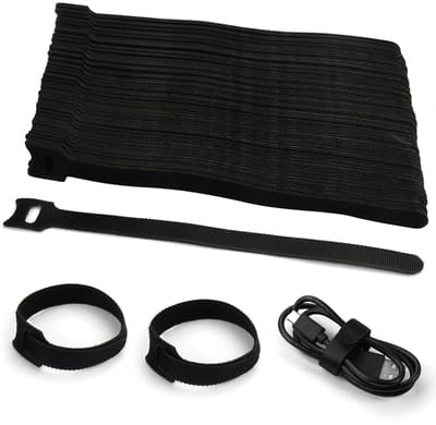 Dailygoods - Klittenband kabelbinders - Kabelmanagement - 100 stuks - Zwart - Multifunctioneel - Ideaal voor thuis en kantoor - Kabels organiseren