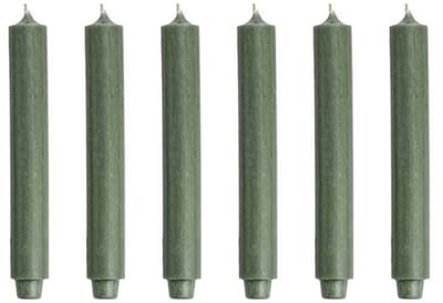 Cactula | Dinerkaarsen - XL Dikke kaarsen - Oliegroen - 30 x 3,2 - 6 stuks - 20 Branduren