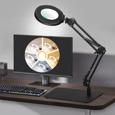 Unyqoos® Verstelbare LED-vergrootlamp met klem en standaard voor precisiewerk