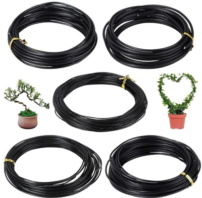 Bonsai Oefendraad van Anodized Aluminium - Flexibel en Duurzaam voor Planten en Bomen - 5 Rollen met Diverse Dikte (1/1,5/2/2,5/3mm) en 50m Lengte