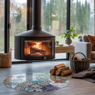 Coloray Vloerplaat Houtkachel - Plaat voor Onder Houtkachel - 100 cm x 100 cm - Open Haard Accessoires - Blauw Vloerplaat Kachel - Verwarmingsaccessoires - Plaat onder Houtkachel - Kachel Onderplaat - Vloerplaat Voor Kachel
