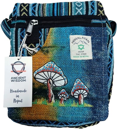 Hennep Geborduurde Paddenstoel Feesttas 24x21cm. - Nepal Tas