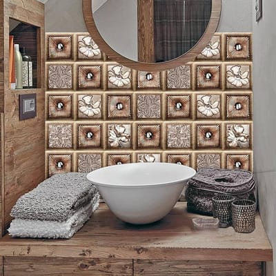 Retro tegelstickers Geschikt voor badkamers en keukens, zelfklevende wandtegels, PVC-stickers, decoratief (10x10 cm)