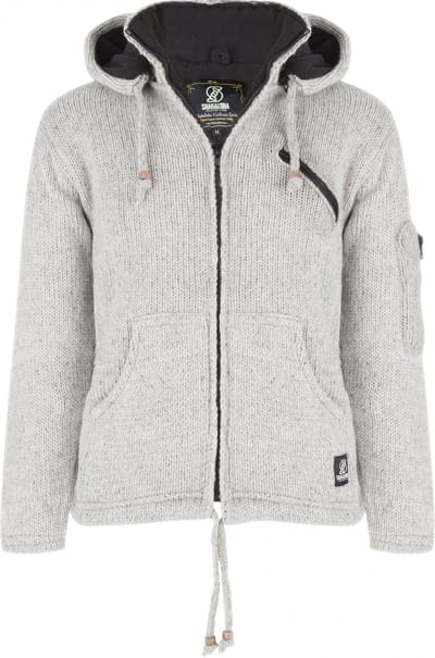 Gebreid Wollen Heren/Uni Vest van Schapenwol met Polyester Fleece voering en afneembare capuchon - SHAKALOHA - M Crush Ziphood 4XL