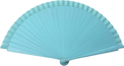 Spaanse flamenco waaier - licht blauw hout  - bij jurk