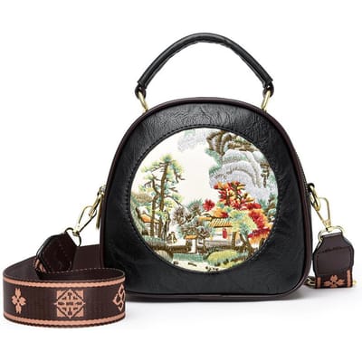 Literaire en Chinese Stijl Nieuwe Handtas Modieuze Mobiele Telefoontas voor Vrouwen Crossbody Grote Capaciteit Multi-component Schoudertas black