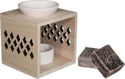 Ideas4seasons Amberblokjes/geurblokjes cadeauset - ylang ylang geur - inclusief geurbrander