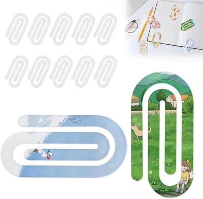 Set van 12 Sublimatie Paper Clips 100 x 50 x 3 mm - Witte Acryl Clips voor DIY Boekenleggers en Fotoalbums
