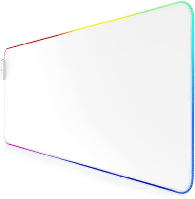 RGB gaming muismat - LED bureauonderlegger - 800x300 mm - XXL muismat - LED Multi Color - 11 verlichtingsmodi - 7 LED kleuren plus 4 effectmodi - afwasbaar - wit