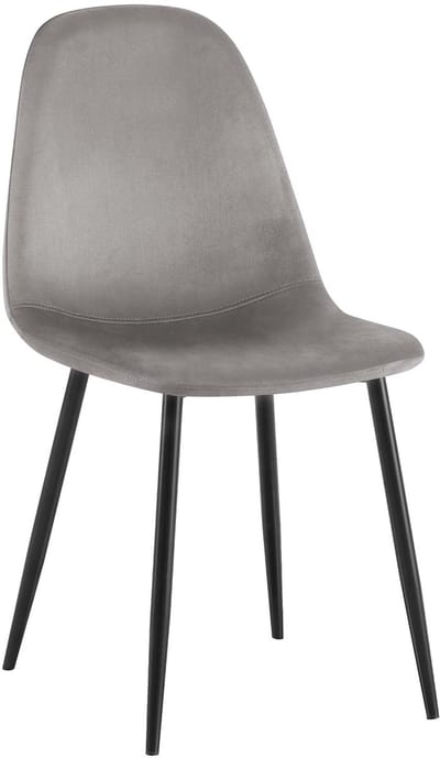 CLP Napier Eetkamerstoel - Modern Design - Zonder armleuning - Metalen Onderstel - Comfortabele Rugleuning - Max. 150 kg - Fluweel/grijs