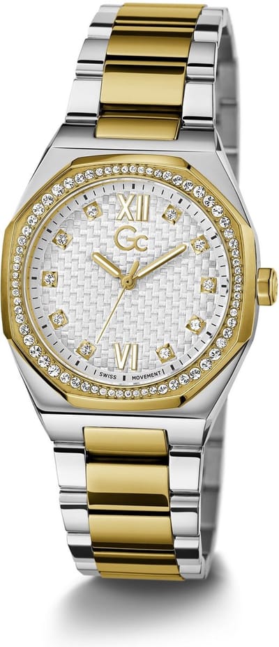 GC Dames Horloge Z25002L1MF Staal Bi-color Swiss Made Quartz gezet met Swarovski stenen