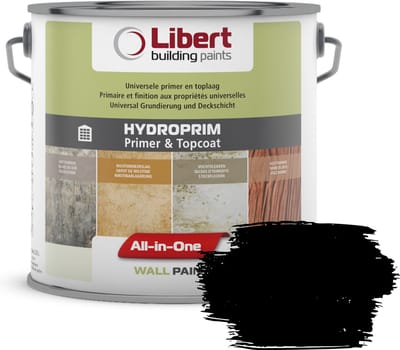 Libert Hydroprim – Isolerende Primer & Afwerkingslaag – 2-in-1 – Binnenmuurverf – Gitzwart RAL 9005 – 10L