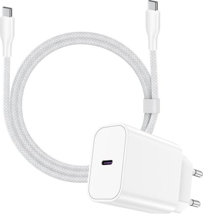 usb C oplader - snellader - usb C power adapter - 30w - met usb C kabel - usb C naar usb C - 2 meter - lang - voor telefoon, tablet, laptop