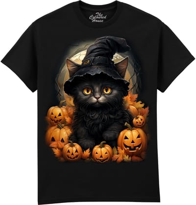 Katten Pompoen Black Cat Pumpkins The Coloured House T-shirt M