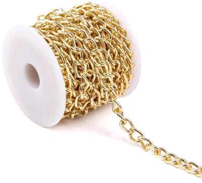 16.4Feet licht verguld messing dikke stoeprand kettingen gedraaide schakels ketting bulk met spoel voor sieraden maken (licht goud)