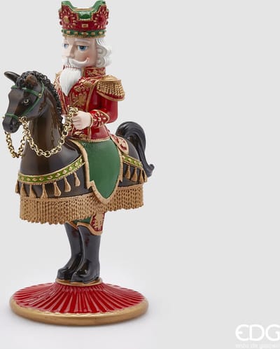 EDG - Enzo De Gasperi Kerst Notenkraker op paard H33x23x15 Groen-Rood