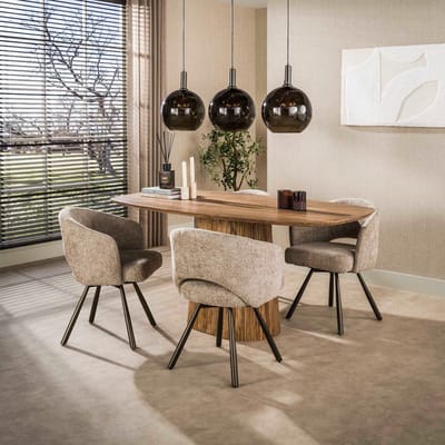Fraaai - Sedona Deens ovale eettafel centrale poot 180 cm - massief mango zandkleur