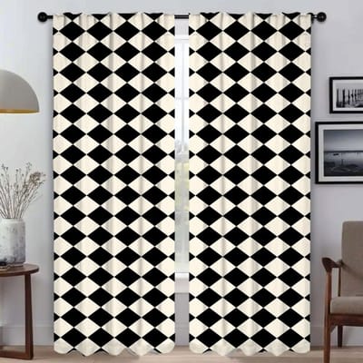 Moderne Woonkamer Gordijnen 2 Stuks Geruit Raamgordijn Gordijnen voor Slaapkamer Afscheiding Halloween Decoratie Keuken Verduisterend W74xH114cmx2pcs-CL